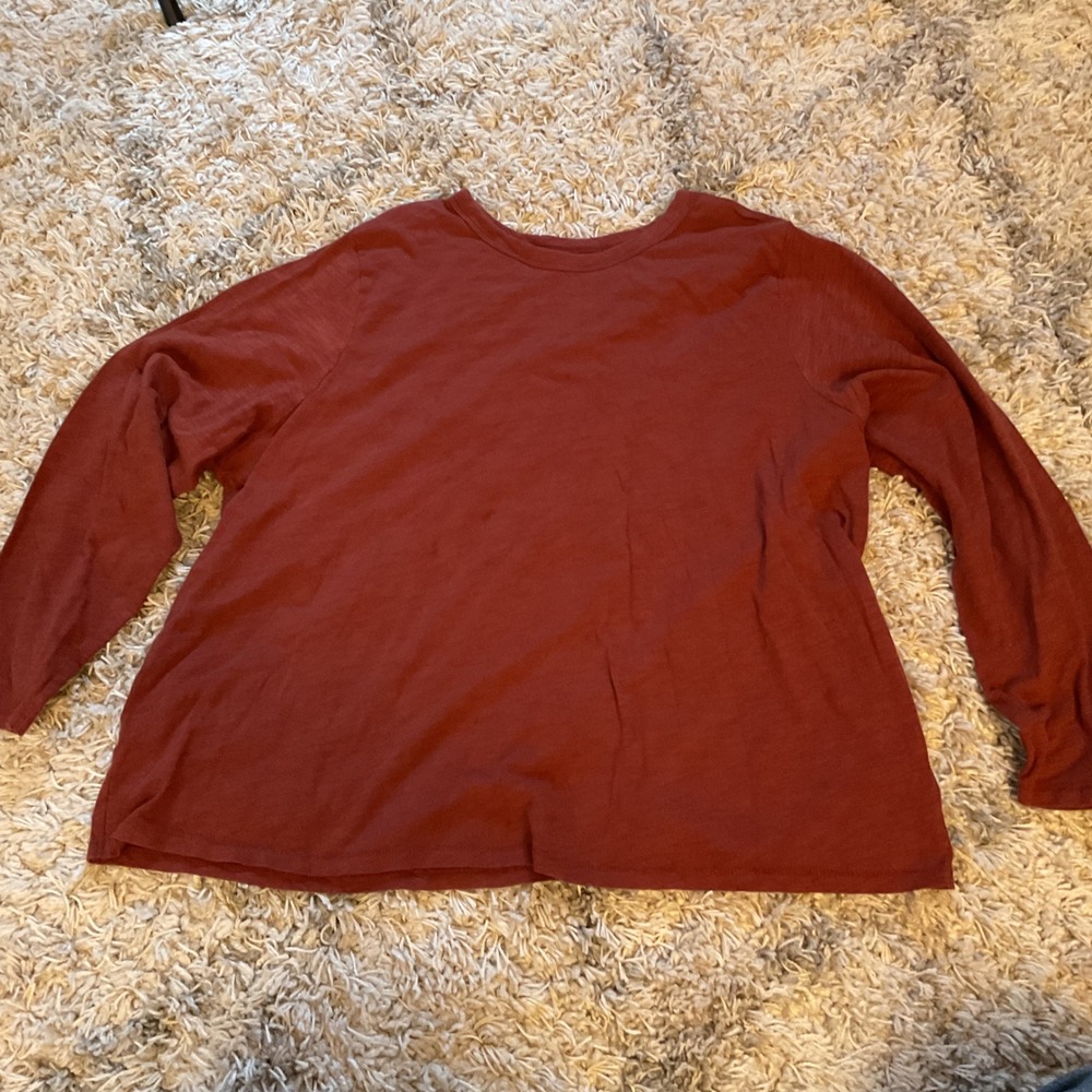 Old Navy Everywear Rust Terracotta Long Sleeve Crew Neck T-Shirt XXL